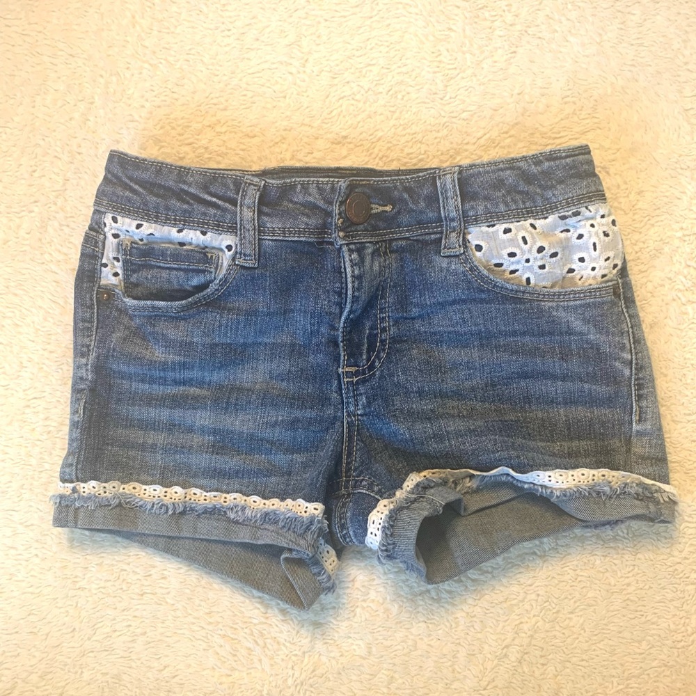 Blue Jean Shorts with Lace